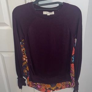 LOFT mixed media tunic sweater blouse